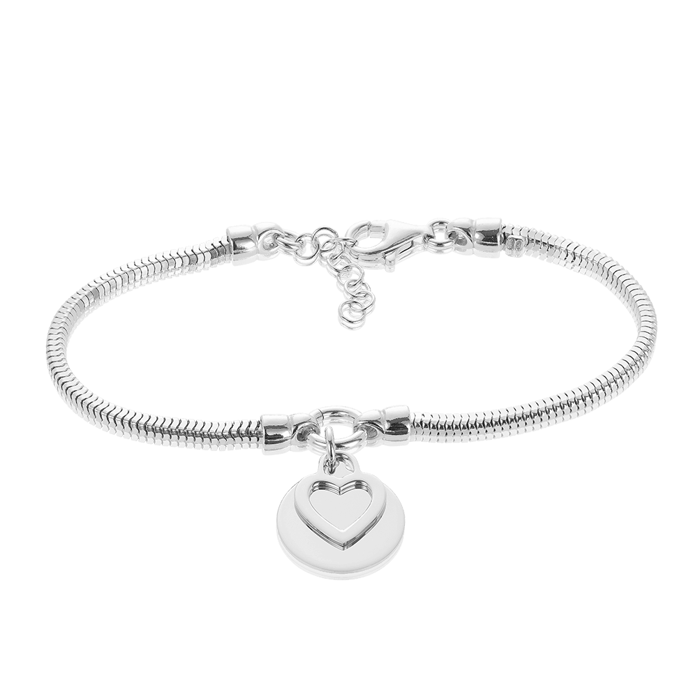 Heart & Circle Charm Bracelet in Sterling Silver - Wallace Bishop