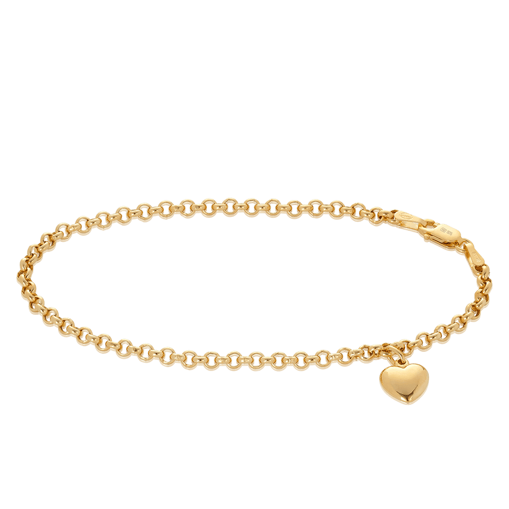 Heart Charm Bracelet in 9ct Yellow Gold - Wallace Bishop