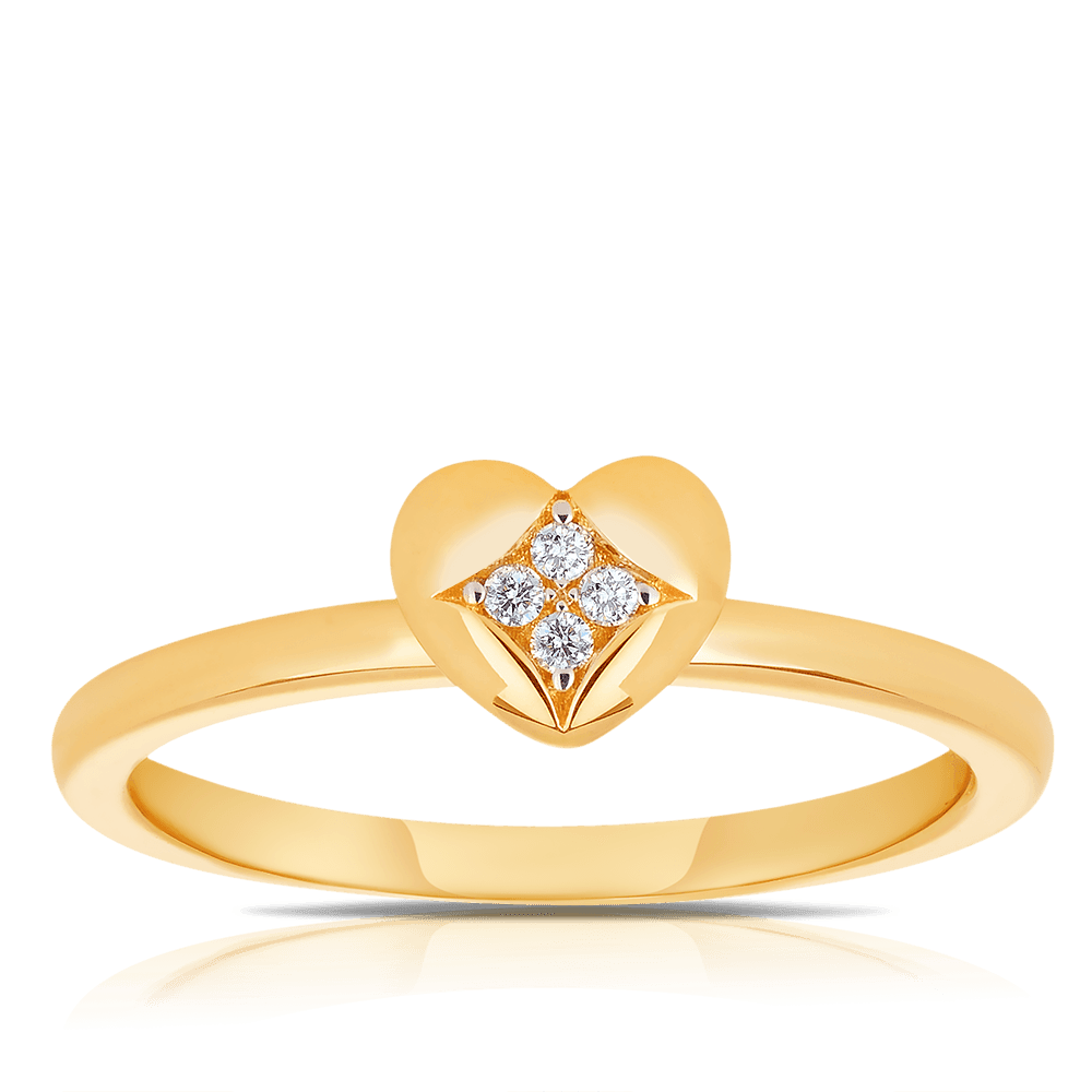 Heart Diamond Stacker Ring in 9ct Yellow Gold - Wallace Bishop