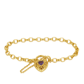 Heart Locket Amethyst Bracelet in 9ct Yellow Gold - Wallace Bishop