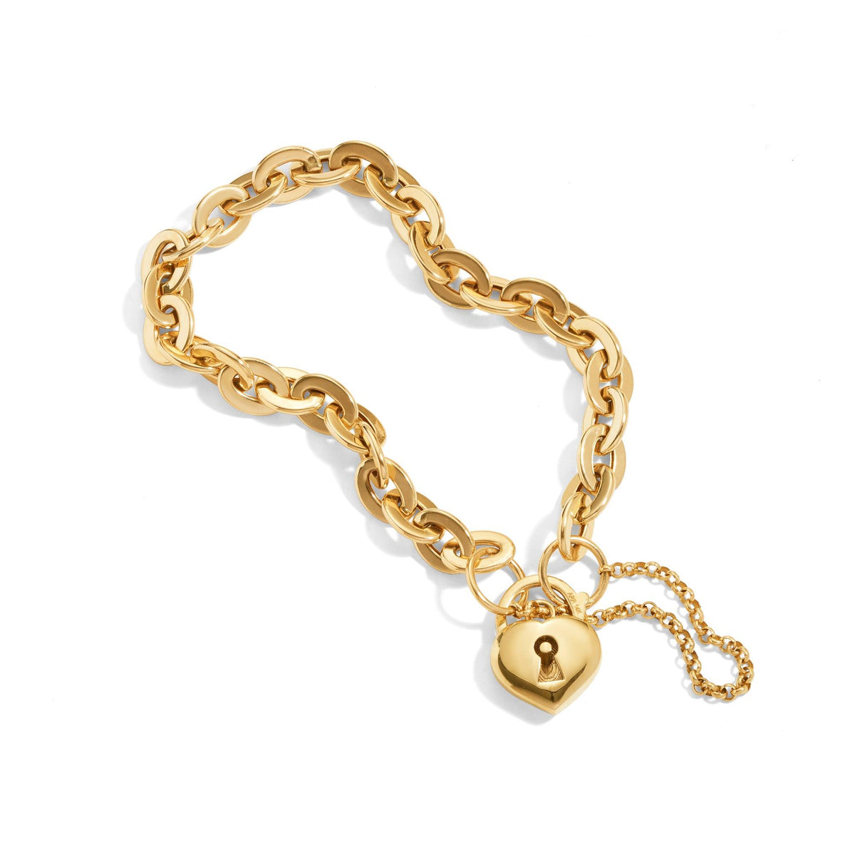 Heart Padlock Belcher Link Bracelet in 9ct Yellow Gold - Wallace Bishop