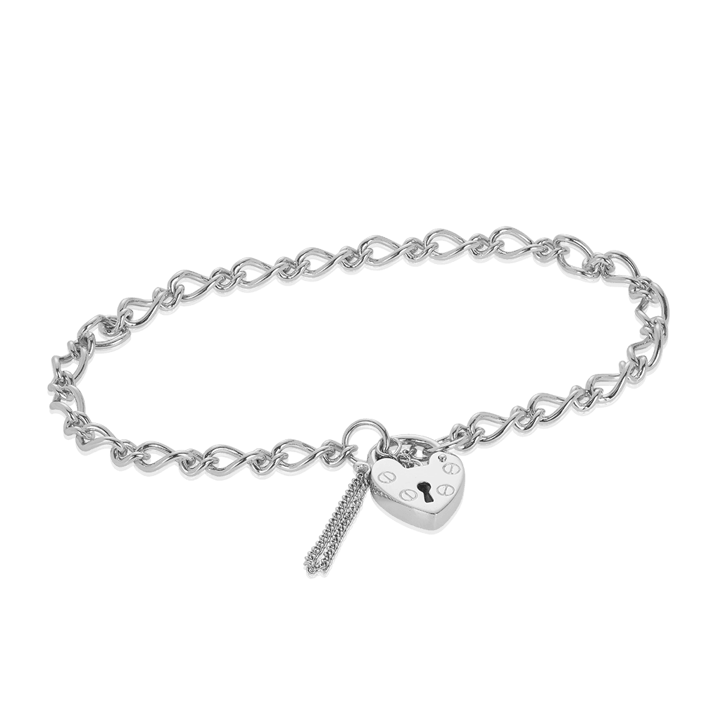 Heart Padlock Bracelet in Sterling Silver - Wallace Bishop