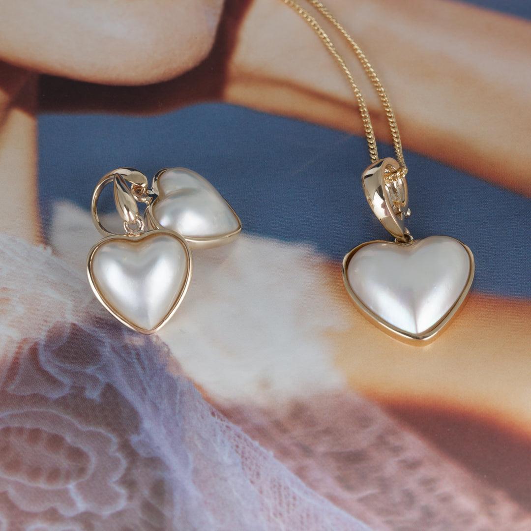 Heart Shape Mabe Pearl Pendant in 9ct Yellow Gold