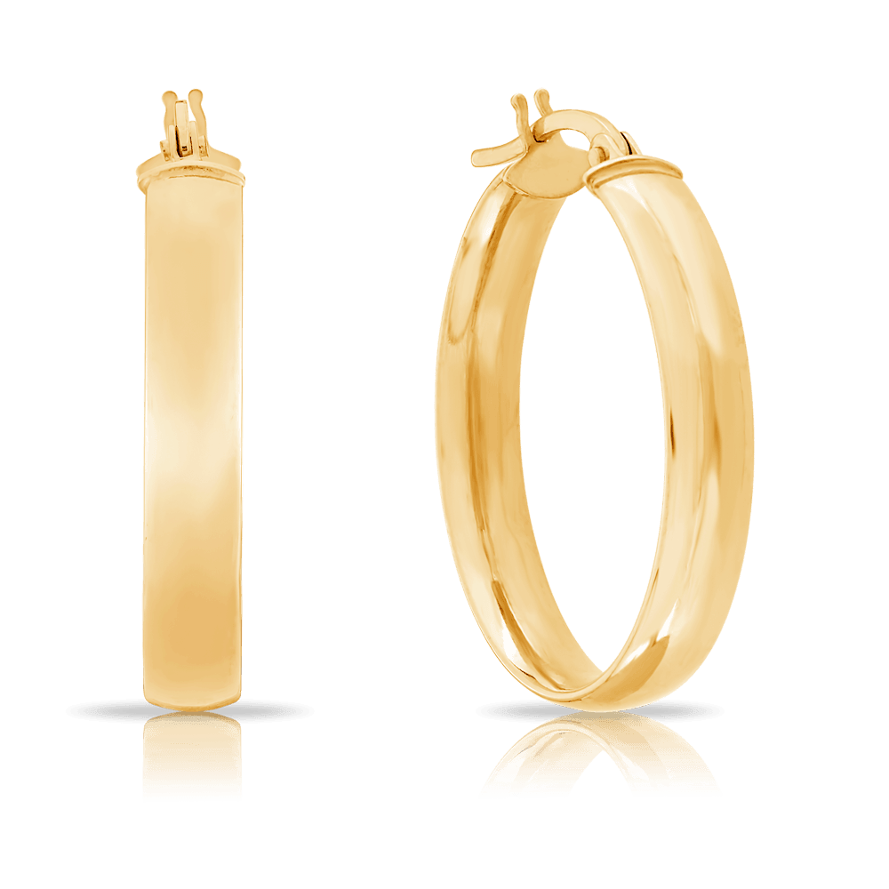 Hollow Round Hoop Earrings in 9ct Yellow Gold - Wallace Bishop