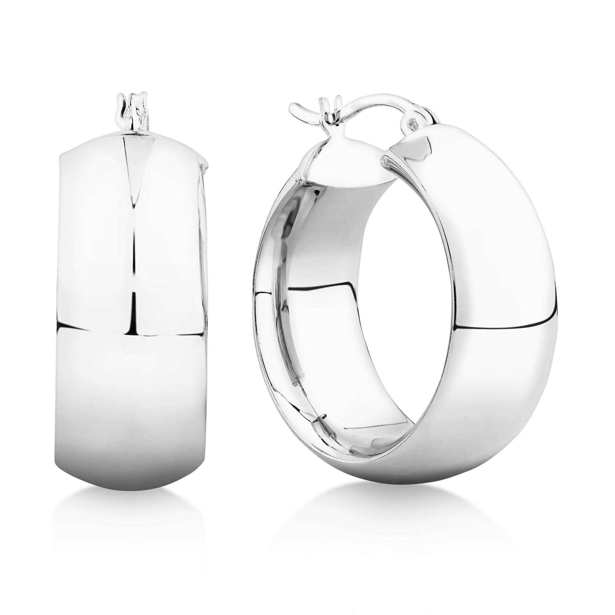 Wide sterling silver hoop earrings deals