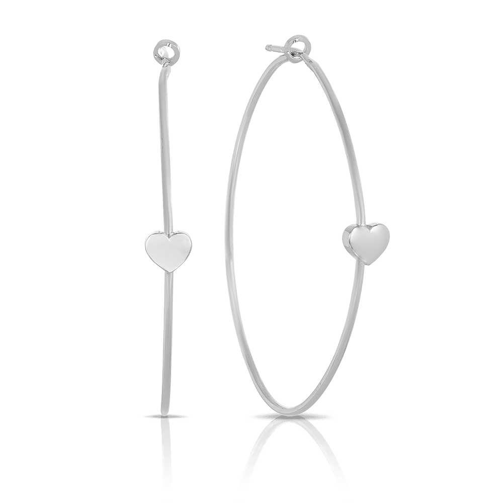 Hoop Earrings with Heart made in Sterling Silver - Wallace Bishop