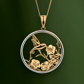 Hummingbird Circle Pendant in 9ct Yellow Gold - Wallace Bishop