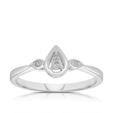 I Treasure Pear Shape Diamond Claw Set Polished Ring in Sterling Silver - Wallace Bishop