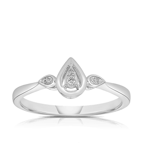 I Treasure Pear Shape Diamond Claw Set Polished Ring in Sterling Silver - Wallace Bishop