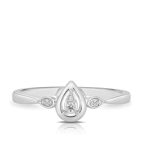 I Treasure Pear Shape Diamond Claw Set Polished Ring in Sterling Silver - Wallace Bishop