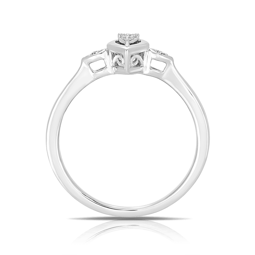 I Treasure Pear Shape Diamond Claw Set Polished Ring in Sterling Silver - Wallace Bishop