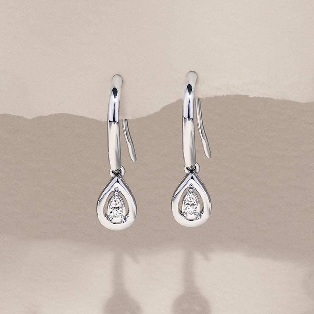 I Treasure® Diamond and Sterling Silver Pear Shape Drop Earrings - Wallace Bishop