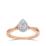 I Will® Round Brilliant Cut Diamond Cluster Pear Halo Promise Ring in 9ct Rose Gold - Wallace Bishop