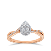 I Will® Round Brilliant Cut Diamond Cluster Pear Halo Promise Ring in 9ct Rose Gold - Wallace Bishop