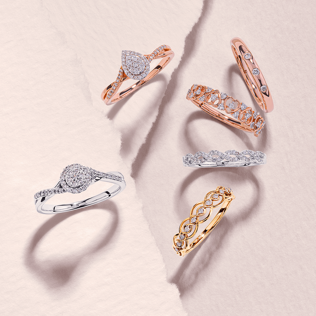 I Will Round Brilliant Cut Diamond Cluster Pear Halo Promise Ring in 9ct Rose Gold