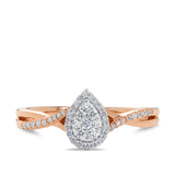 I Will® Round Brilliant Cut Diamond Cluster Pear Halo Promise Ring in 9ct Rose Gold - Wallace Bishop