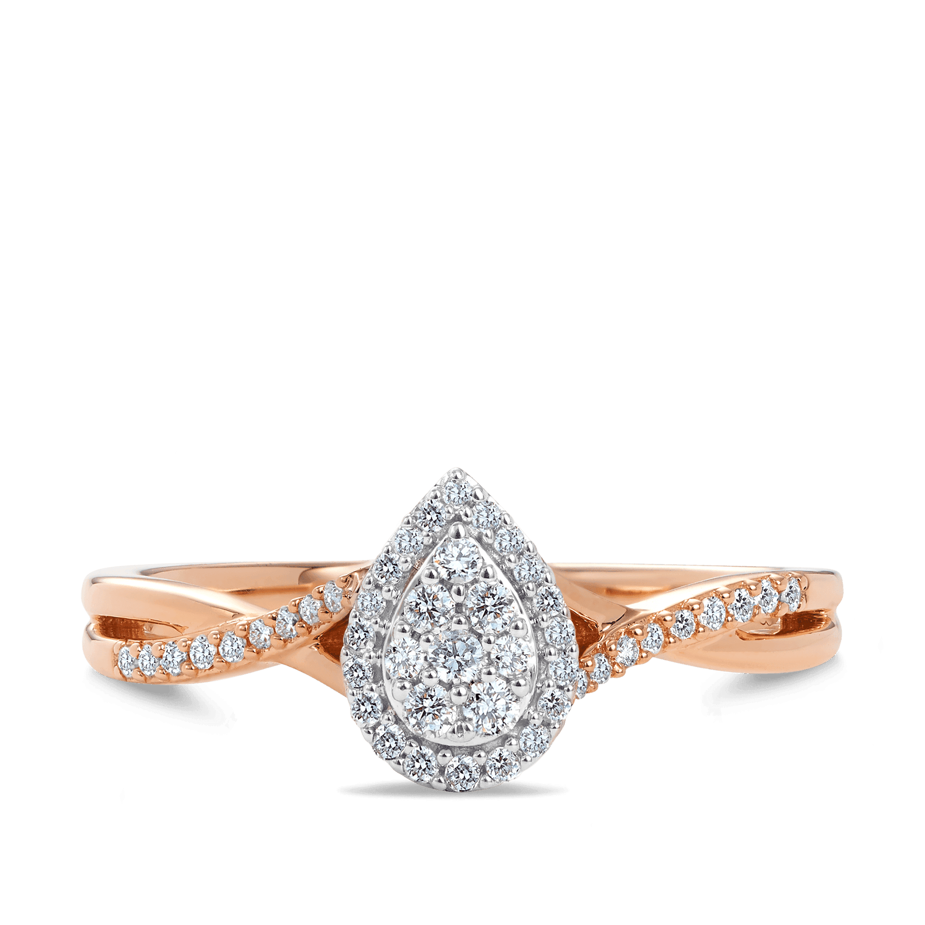 I Will® Round Brilliant Cut Diamond Cluster Pear Halo Promise Ring in 9ct Rose Gold - Wallace Bishop