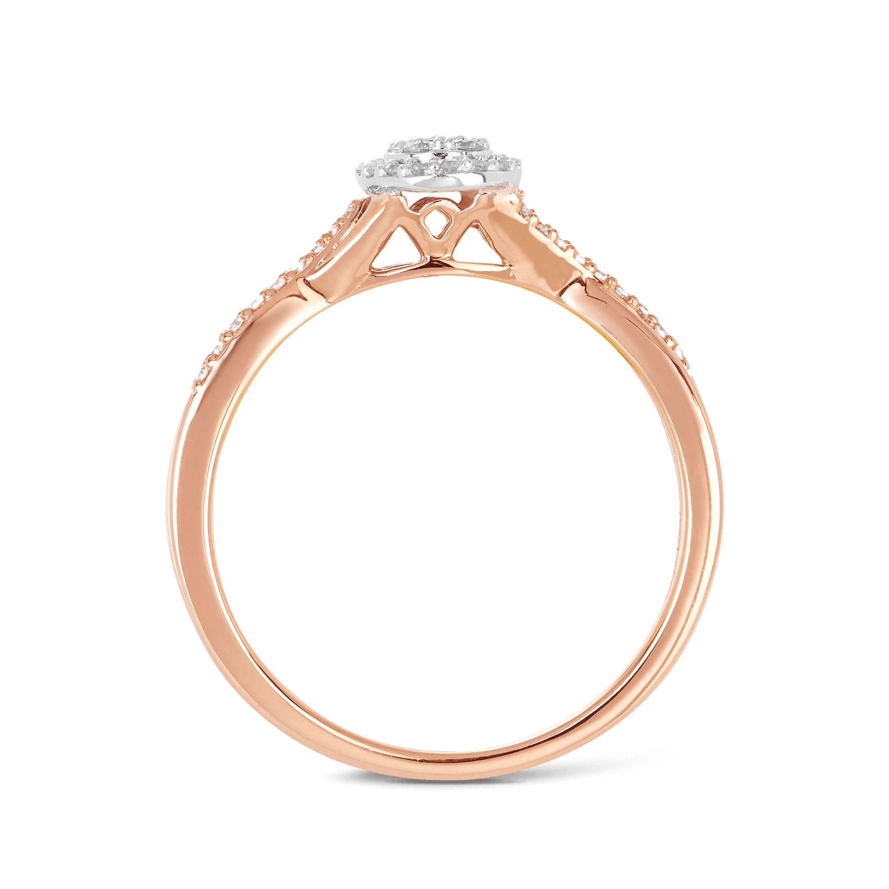 I Will® Round Brilliant Cut Diamond Cluster Pear Halo Promise Ring in 9ct Rose Gold - Wallace Bishop