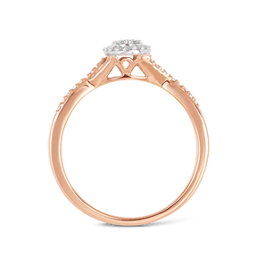 I Will® Round Brilliant Cut Diamond Cluster Pear Halo Promise Ring in 9ct Rose Gold - Wallace Bishop