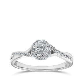 I Will® Round Brilliant Cut Diamond Cluster Round Halo Promise Ring in 9ct White Gold - Wallace Bishop