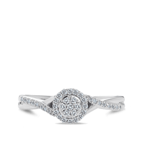 I Will® Round Brilliant Cut Diamond Cluster Round Halo Promise Ring in 9ct White Gold - Wallace Bishop