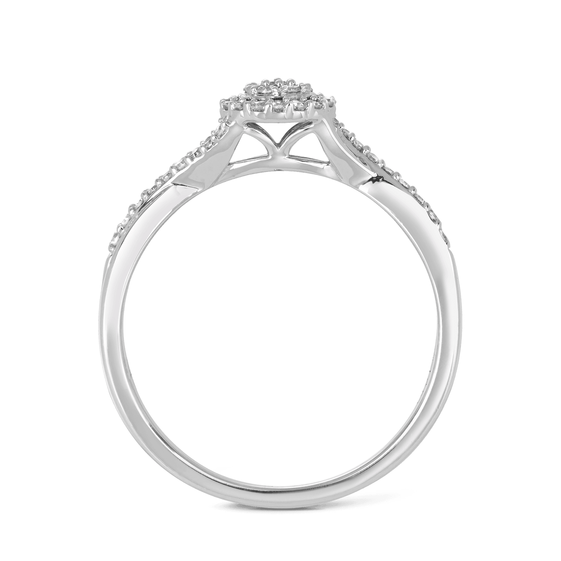 I Will® Round Brilliant Cut Diamond Cluster Round Halo Promise Ring in 9ct White Gold - Wallace Bishop