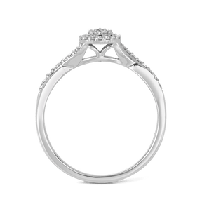 I Will® Round Brilliant Cut Diamond Cluster Round Halo Promise Ring in 9ct White Gold - Wallace Bishop