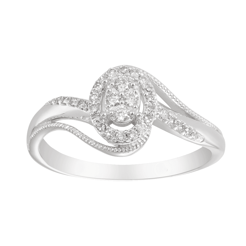 I Will® Round Brilliant Cut Diamond Halo Promise Ring in 9ct White Gold - Wallace Bishop