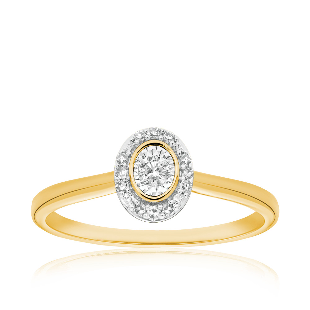 I Will® Round Brilliant Cut Diamond Halo Promise Ring in 9ct Yellow & White Gold - Wallace Bishop