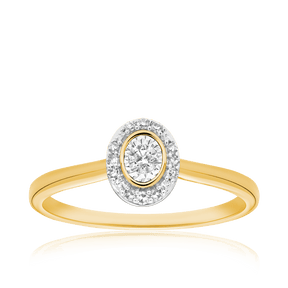 I Will® Round Brilliant Cut Diamond Halo Promise Ring in 9ct Yellow & White Gold - Wallace Bishop