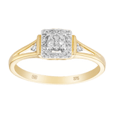 I Will® Round Brilliant Cut Diamond Halo Promise Ring in 9ct Yellow Gold - Wallace Bishop