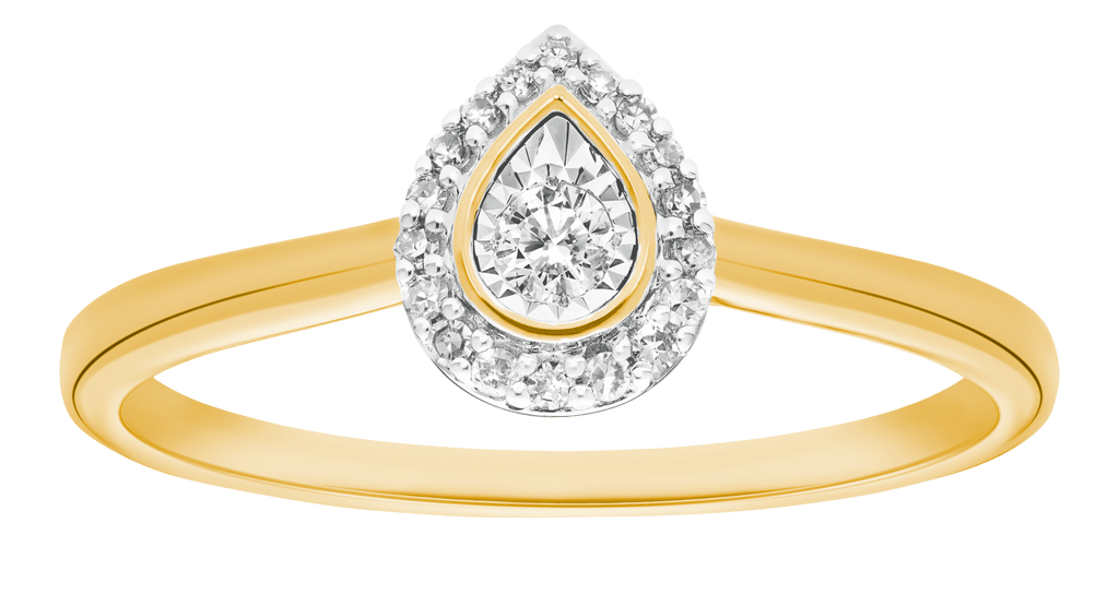 Pear Prouds 9ct Gold Ring I Will® Round Brilliant Cut Diamond Pear