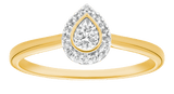 I Will® Round Brilliant Cut Diamond Pear Shape Halo Promise Ring in 9ct Yellow & White Gold - Wallace Bishop