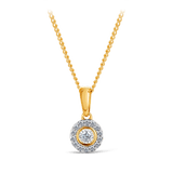 Illusion & Claw Set Diamond Halo Pendant in 9ct Yellow Gold - Wallace Bishop