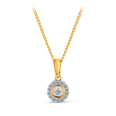 Illusion & Claw Set Diamond Halo Pendant in 9ct Yellow Gold - Wallace Bishop