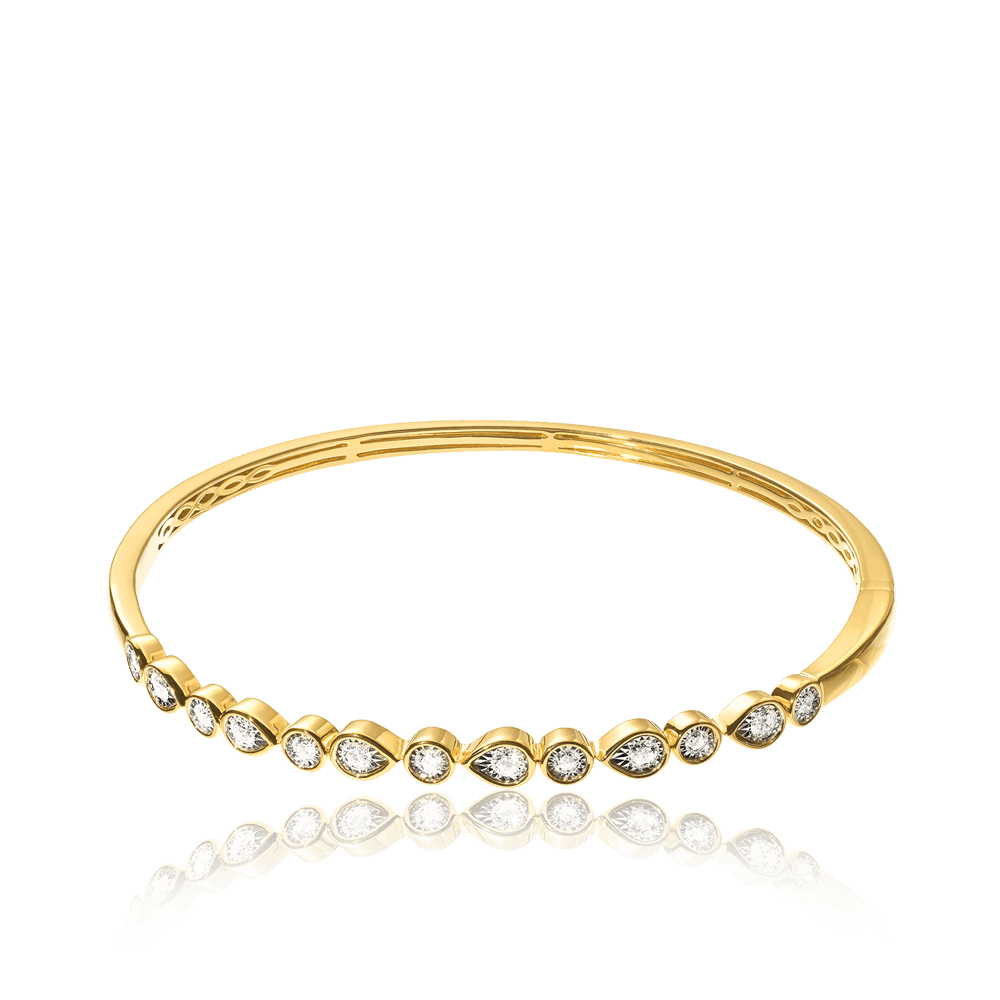 Illusion Set Diamond Bangle in 9ct Yellow Gold TGW 0.52ct