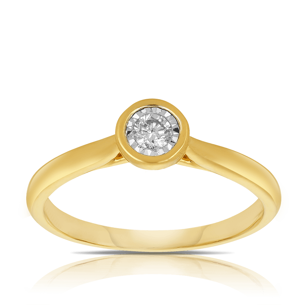 Illusion Set Diamond Dress Ring 9ct Yellow Gold - Wallace Bishop