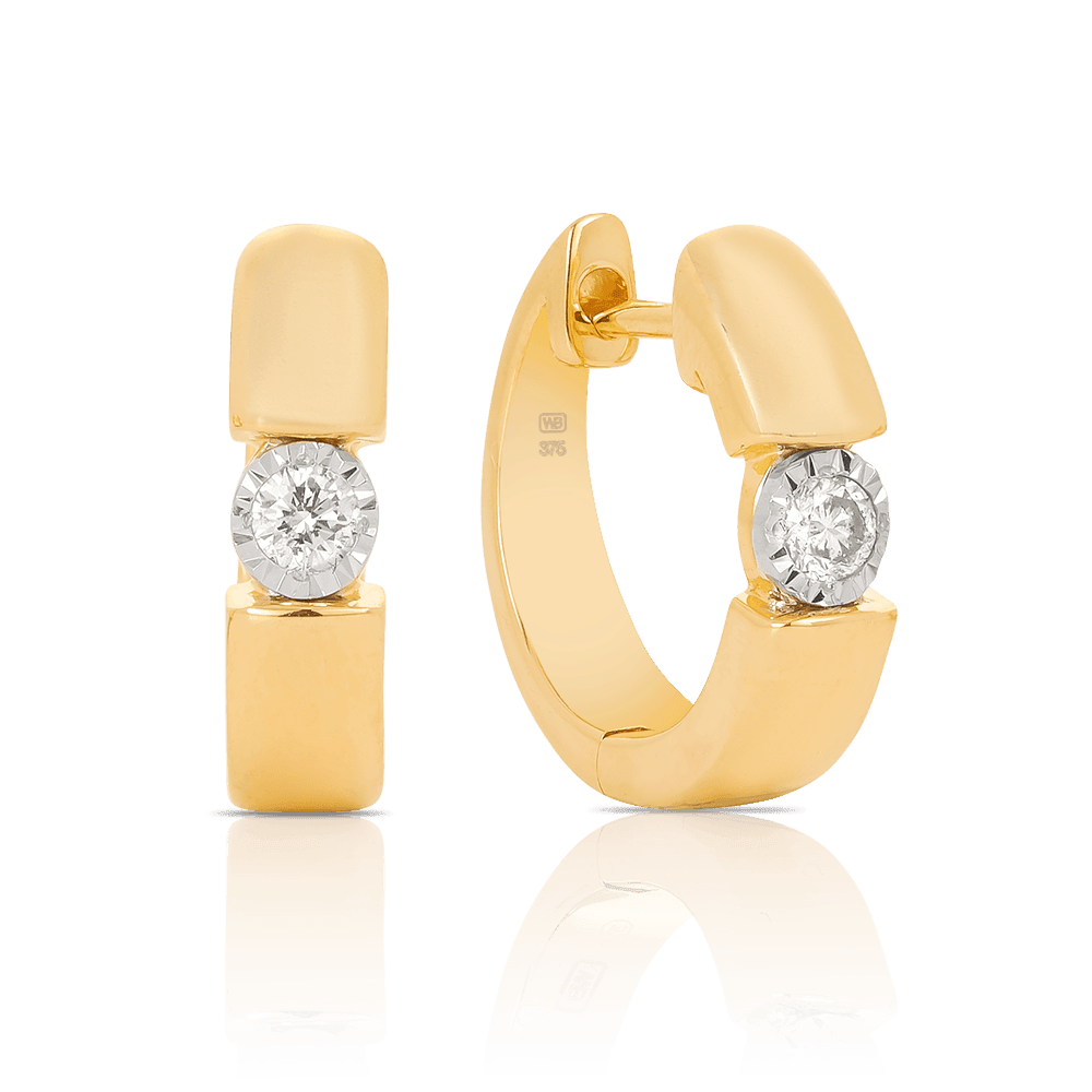 Illusion Set Diamond Hoop Earrings in 9ct Yellow Gold - Wallace Bishop