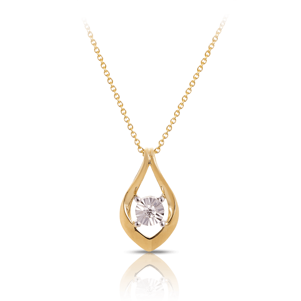 Illusion Set Diamond Pendant in 9ct Yellow & White Gold - Wallace Bishop