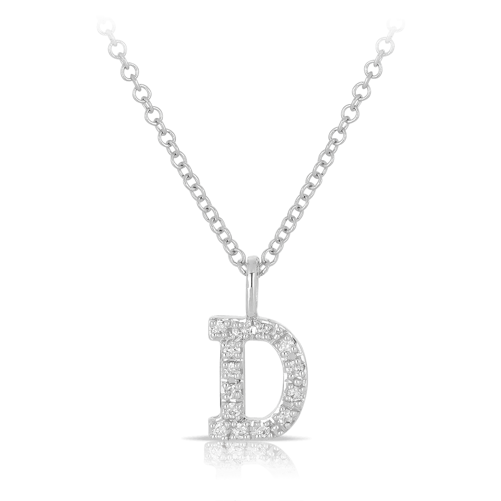 Initial Diamond Pendant in 9ct White Gold - Wallace Bishop