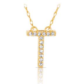 Initial Diamond Pendant set in 9ct Yellow Gold - Wallace Bishop