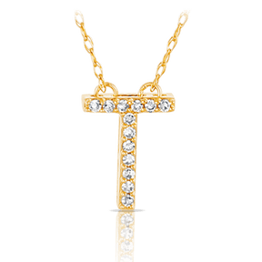 Initial Diamond Pendant set in 9ct Yellow Gold
