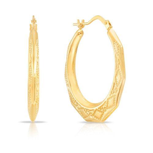 Intricate Fan Hoop Earrings in 9ct Yellow Gold - Wallace Bishop