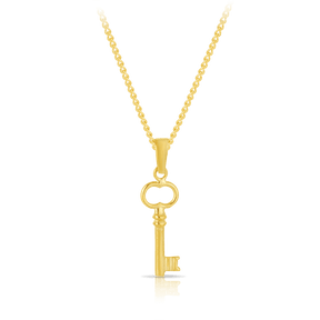Key Pendant Necklace in 9ct Yellow Gold
