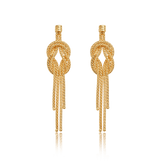 Knot Tassel Drop Stud Earrings in 9ct Yellow Gold - Wallace Bishop