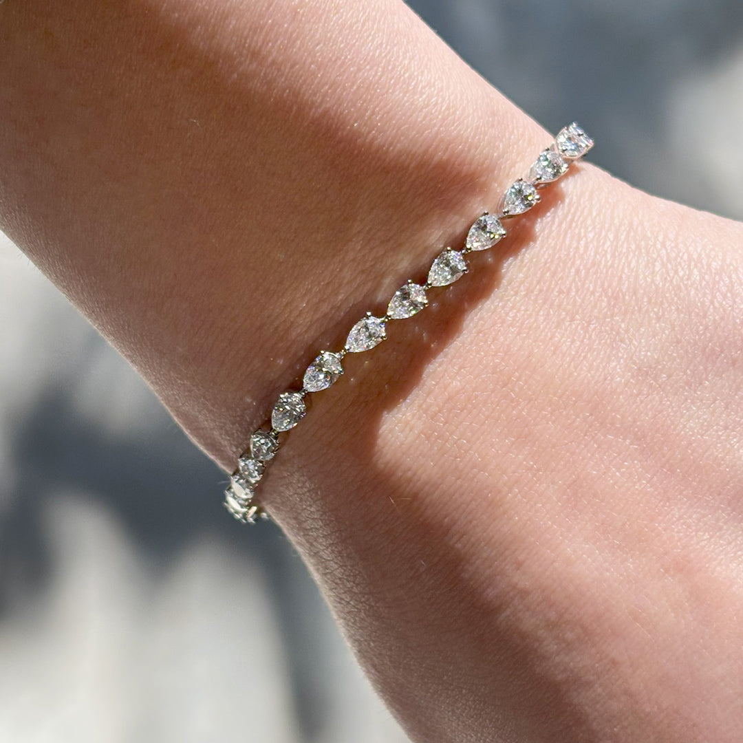 6.00ct TW Lab-Grown Diamond Pear Cut Tennis Bracelet in 18ct White Gold