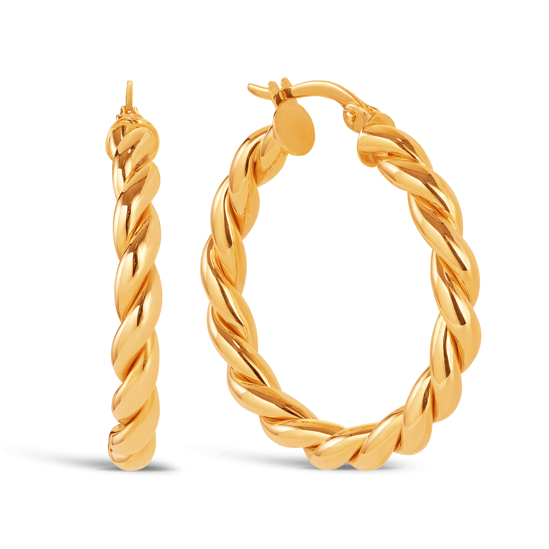 Large Twist Hoop Earrings in 9ct Yellow Gold - Wallace Bishop