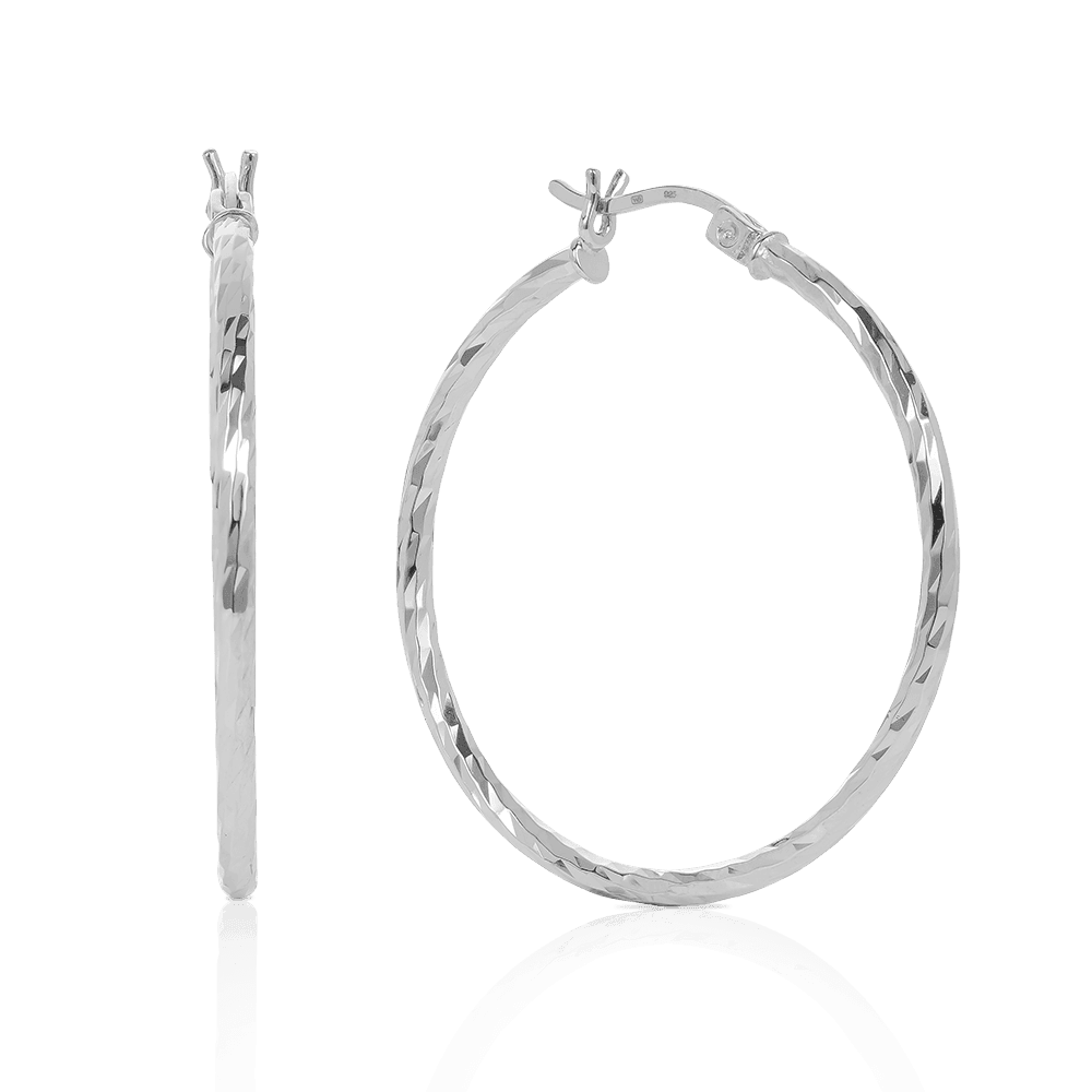 Large Twist Hoops in Sterling Silver - Wallace Bishop