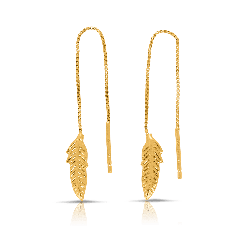 Leaf Drop Earrings in 9ct Yellow Gold - Wallace Bishop