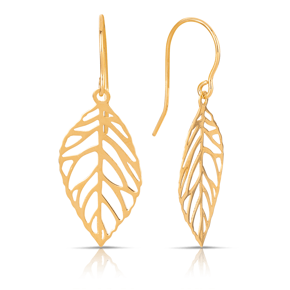 Leaf Drop Earrings in 9ct Yellow Gold - Wallace Bishop